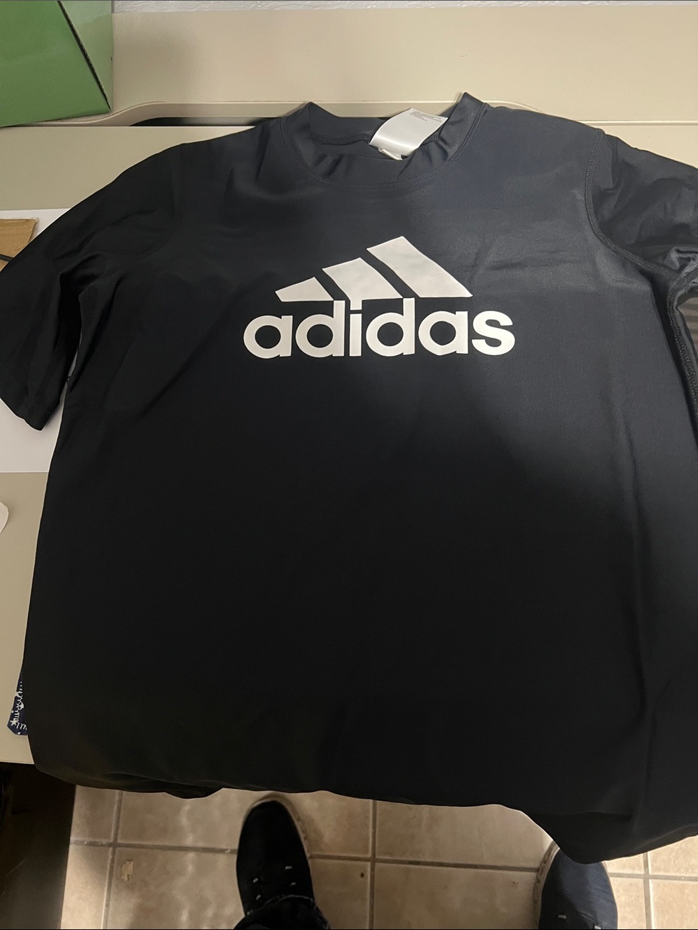 adidas Black Short-Sleeve Performance Tee with White Logo
